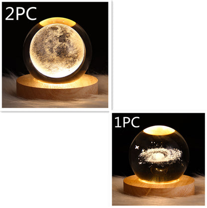 Luminous Starry Sky And Planets Moon Moon Crystal Ball Small Night Lamp Projection Ambience Light Creative Gift New Strange Gift