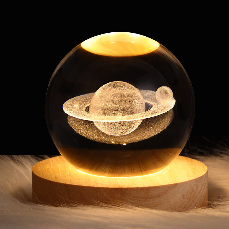 Luminous Starry Sky And Planets Moon Moon Crystal Ball Small Night Lamp Projection Ambience Light Creative Gift New Strange Gift